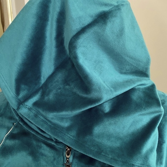 Victoria's Secret Velour Cropped Tracksuit Zip Hoodie Rhinestone Jacket Y2K Fall - Picture 16 of 17